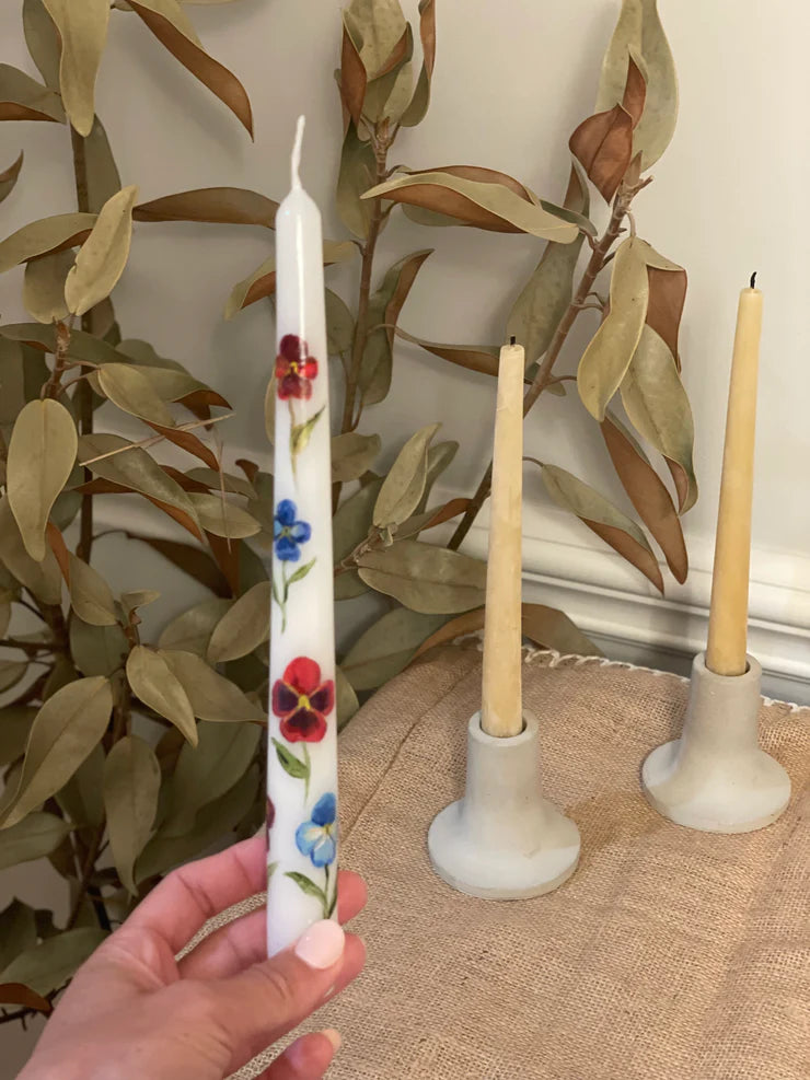 Pansies Hand Painted Candles