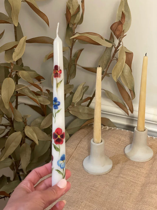 Pansies Hand Painted Candles