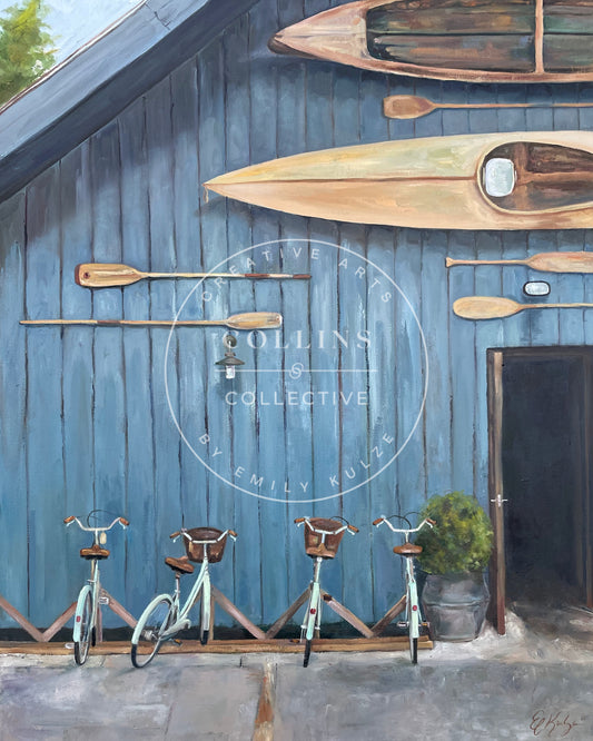 Bikes at the Boat Shed Print